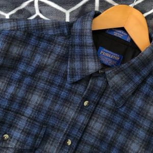 Pendleton Outdoorsman Blue Wool Plaid Shirt